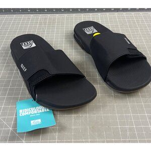 Reef Men’s Fanning Slide Sandal Black Size 8 New Bottle Opener
